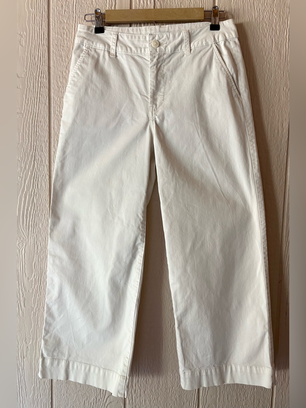 Daily Ritual Ivory Cropped Wide Leg Chino Pants Size 8
